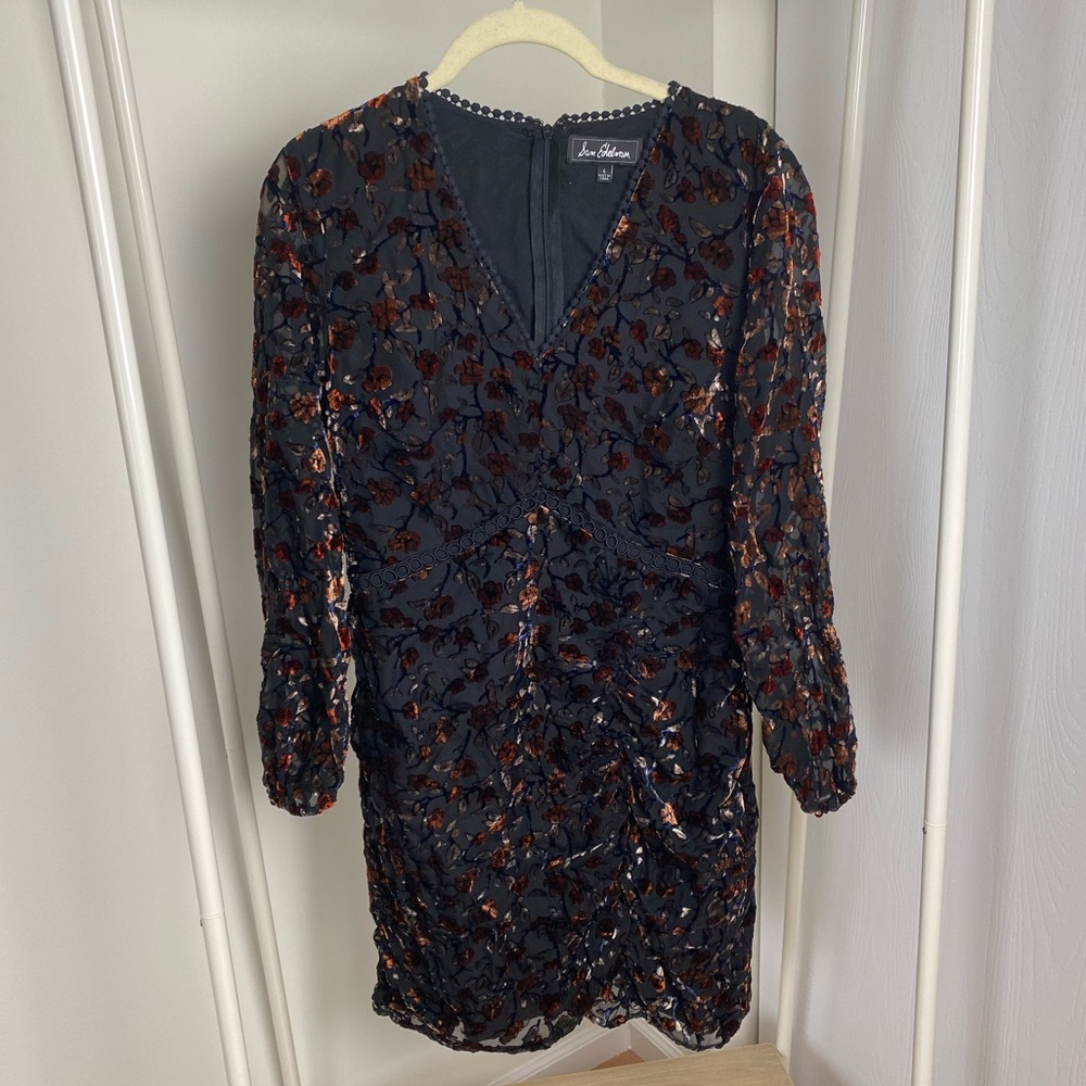Sam Edelman Floral Velvet Black Dress | Size 6
